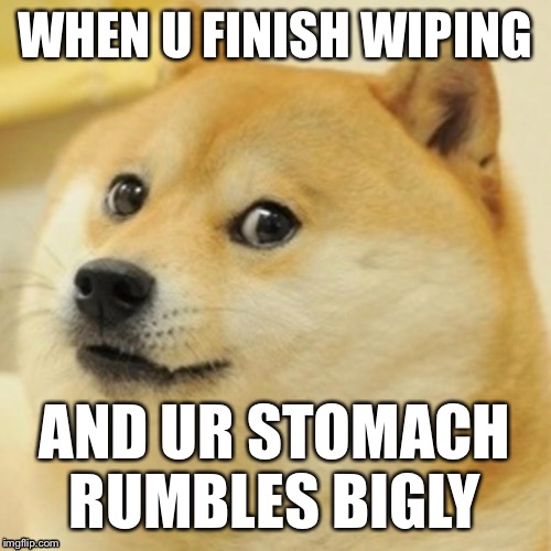 uh oh... | WHEN U FINISH WIPING; AND UR STOMACH RUMBLES BIGLY | image tagged in fart,poop,shart | made w/ Imgflip meme maker