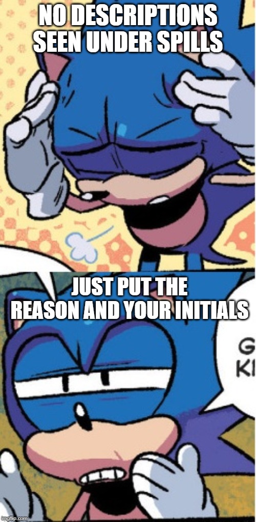 sonic boi | NO DESCRIPTIONS SEEN UNDER SPILLS; JUST PUT THE REASON AND YOUR INITIALS | image tagged in sonic boi | made w/ Imgflip meme maker
