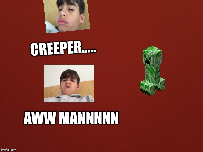 CREEPER..... AWW MANNNNN | image tagged in minecraft,creeper | made w/ Imgflip meme maker