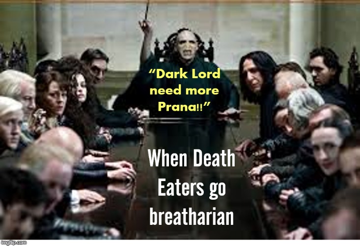 When Death Eaters go breatharian | image tagged in harry potter | made w/ Imgflip meme maker