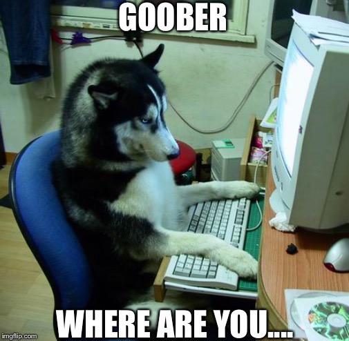 I Have No Idea What I Am Doing | GOOBER; WHERE ARE YOU.... | image tagged in memes,i have no idea what i am doing | made w/ Imgflip meme maker
