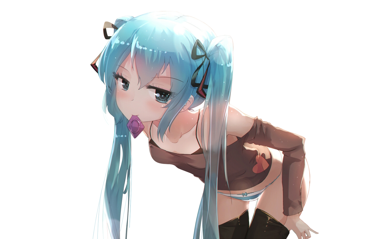 High Quality Miku with condum in her mouth Blank Meme Template