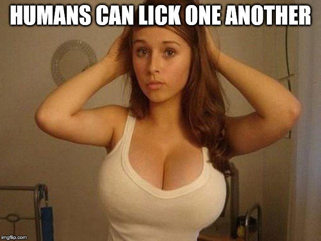 HUMANS CAN LICK ONE ANOTHER | image tagged in headache | made w/ Imgflip meme maker
