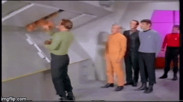 Kirk Got Balled | image tagged in gifs,captain kirk | made w/ Imgflip video-to-gif maker