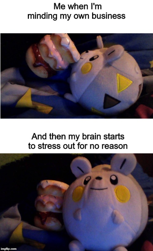 Togudemaru Tea | Me when I'm minding my own business; And then my brain starts to stress out for no reason | image tagged in togudemaru tea | made w/ Imgflip meme maker