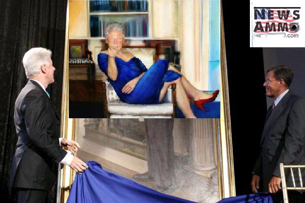High Quality Clinton Blue Dress Painting Blank Meme Template