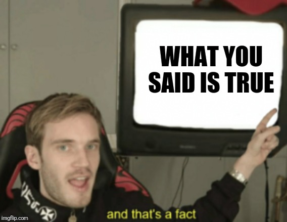 and that's a fact | WHAT YOU SAID IS TRUE | image tagged in and that's a fact | made w/ Imgflip meme maker