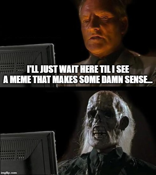 All These Damn Tweens and Their Crappy Memes....... | I'LL JUST WAIT HERE TIL I SEE A MEME THAT MAKES SOME DAMN SENSE... | image tagged in memes,ill just wait here | made w/ Imgflip meme maker