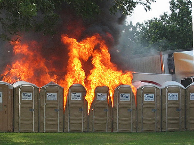 portapotty fire Blank Meme Template