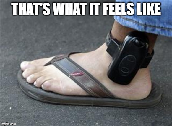 ankle bracelet | THAT'S WHAT IT FEELS LIKE | image tagged in ankle bracelet | made w/ Imgflip meme maker