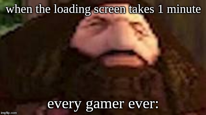 PS1 Hagrid | when the loading screen takes 1 minute; every gamer ever: | image tagged in ps1 hagrid | made w/ Imgflip meme maker