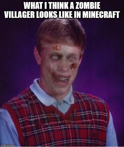 Zombie Bad Luck Brian | WHAT I THINK A ZOMBIE VILLAGER LOOKS LIKE IN MINECRAFT | image tagged in memes,zombie bad luck brian | made w/ Imgflip meme maker
