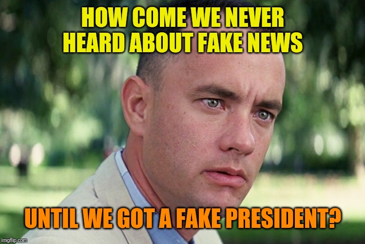 And Just Like That Meme | HOW COME WE NEVER HEARD ABOUT FAKE NEWS; UNTIL WE GOT A FAKE PRESIDENT? | image tagged in memes,and just like that | made w/ Imgflip meme maker