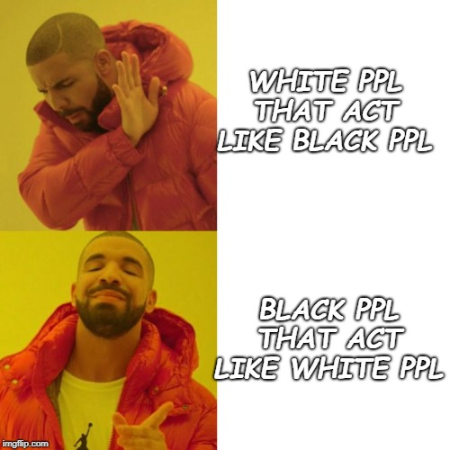 Drake Blank | WHITE PPL THAT ACT LIKE BLACK PPL; BLACK PPL THAT ACT LIKE WHITE PPL | image tagged in drake blank | made w/ Imgflip meme maker