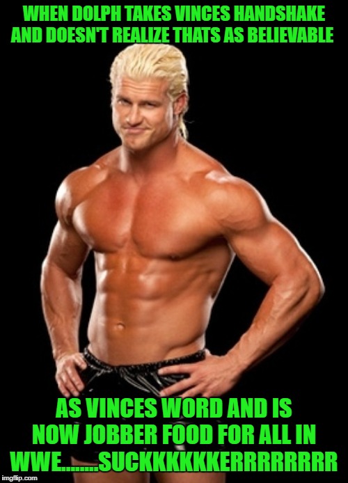 Dolph Ziggler Sells Meme | WHEN DOLPH TAKES VINCES HANDSHAKE AND DOESN'T REALIZE THATS AS BELIEVABLE; AS VINCES WORD AND IS NOW JOBBER FOOD FOR ALL IN WWE........SUCKKKKKKERRRRRRRR | image tagged in memes,dolph ziggler sells | made w/ Imgflip meme maker