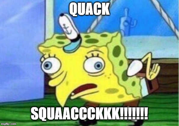 Mocking Spongebob Meme | QUACK; SQUAACCCKKK!!!!!!! | image tagged in memes,mocking spongebob | made w/ Imgflip meme maker