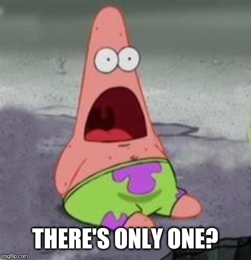 Suprised Patrick | THERE'S ONLY ONE? | image tagged in suprised patrick | made w/ Imgflip meme maker