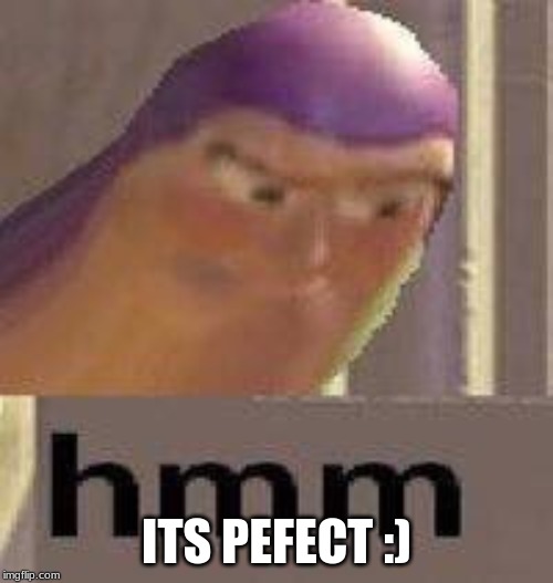 Buzz Lightyear Hmm | ITS PEFECT :) | image tagged in buzz lightyear hmm | made w/ Imgflip meme maker