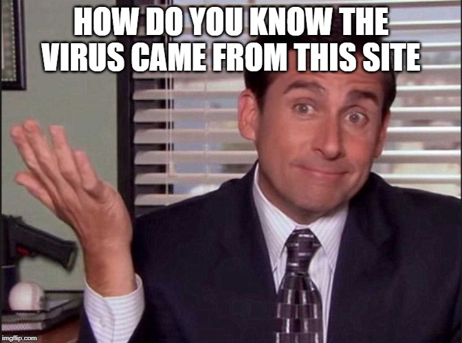 Michael Scott | HOW DO YOU KNOW THE VIRUS CAME FROM THIS SITE | image tagged in michael scott | made w/ Imgflip meme maker