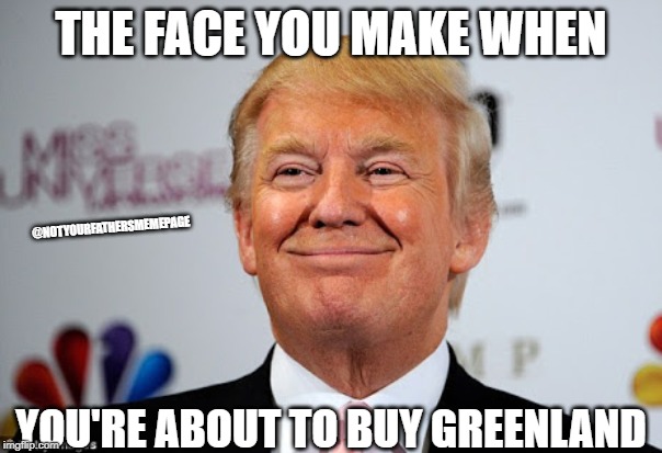 Donald trump approves | THE FACE YOU MAKE WHEN; @NOTYOURFATHERSMEMEPAGE; YOU'RE ABOUT TO BUY GREENLAND | image tagged in donald trump approves | made w/ Imgflip meme maker