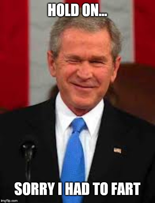 George Bush | HOLD ON... SORRY I HAD TO FART | image tagged in memes,george bush | made w/ Imgflip meme maker