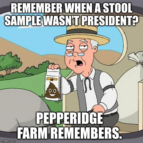 Pepperidge Farm Remembers | REMEMBER WHEN A STOOL SAMPLE WASN’T PRESIDENT? PEPPERIDGE FARM REMEMBERS. | image tagged in memes,pepperidge farm remembers | made w/ Imgflip meme maker