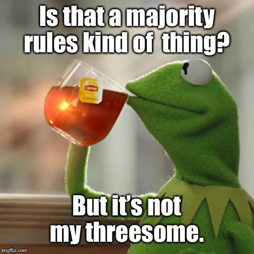 But That's None Of My Business Meme | Is that a majority rules kind of  thing? But it’s not my threesome. | image tagged in memes,but thats none of my business,kermit the frog | made w/ Imgflip meme maker