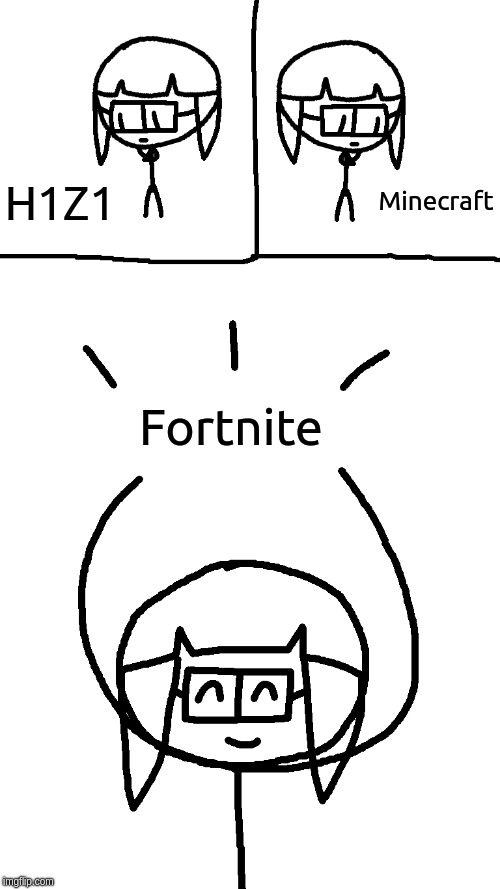 Combining ideas | H1Z1; Minecraft; Fortnite | image tagged in combining ideas | made w/ Imgflip meme maker