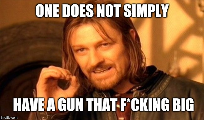 One Does Not Simply Meme | ONE DOES NOT SIMPLY HAVE A GUN THAT F*CKING BIG | image tagged in memes,one does not simply | made w/ Imgflip meme maker