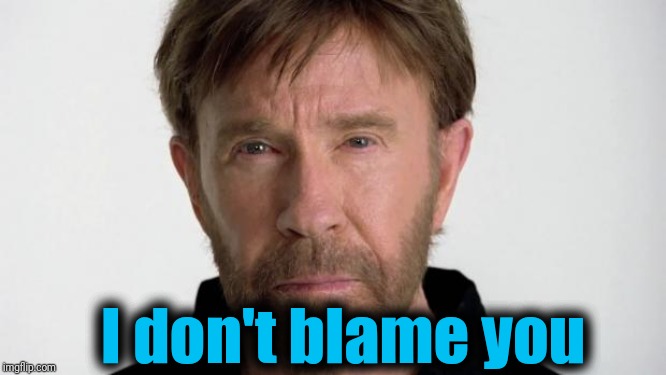 Chuck Norris | I don't blame you | image tagged in chuck norris | made w/ Imgflip meme maker
