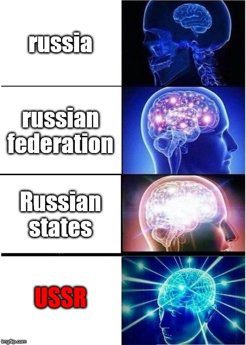 Expanding Brain | russia; russian federation; Russian states; USSR | image tagged in memes,expanding brain | made w/ Imgflip meme maker