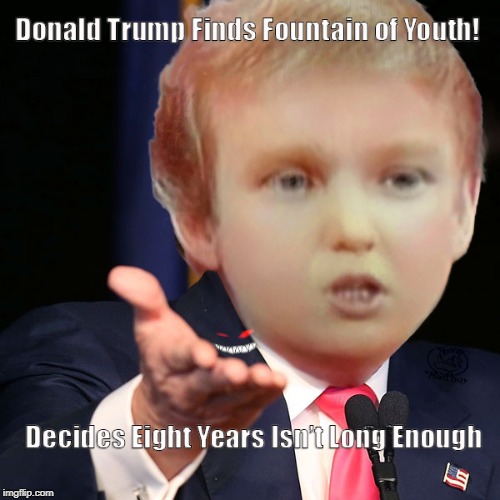 Trump Finds Fountain Of Youth | image tagged in donald trump,political meme,political,political humor | made w/ Imgflip meme maker