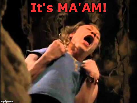 Sorry. Couldn't resist. | It's MA'AM! | image tagged in buffalo bill,the silence of the lambs,it's ma'am,memes | made w/ Imgflip meme maker