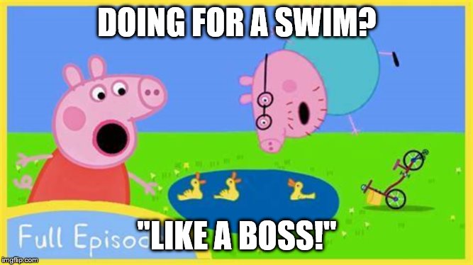 Smart Alec | DOING FOR A SWIM? "LIKE A BOSS!" | image tagged in funny,memes,funny memes,one does not simply | made w/ Imgflip meme maker