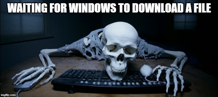 WAITING FOR WINDOWS TO DOWNLOAD A FILE | image tagged in windows | made w/ Imgflip meme maker