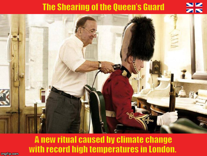 The Shearing of the Queen’s Guard | image tagged in queen's guard,england,great britain,climate change,funny,memes | made w/ Imgflip meme maker
