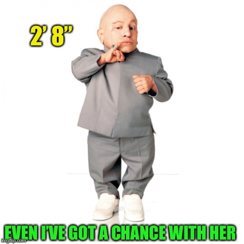 Mini me | 2’ 8” EVEN I’VE GOT A CHANCE WITH HER | image tagged in mini me | made w/ Imgflip meme maker