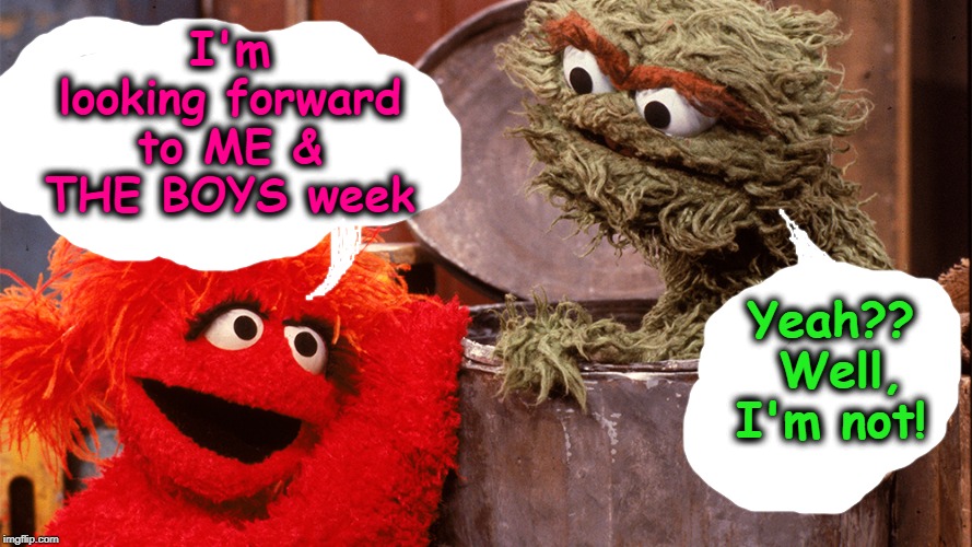 I'm looking forward to ME & THE BOYS week Yeah??  Well, I'm not! | made w/ Imgflip meme maker