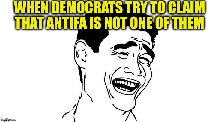 Yeah right | WHEN DEMOCRATS TRY TO CLAIM THAT ANTIFA IS NOT ONE OF THEM | image tagged in yeah right,antifa,democrats,democratic party | made w/ Imgflip meme maker