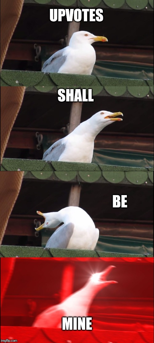 Inhaling Seagull | UPVOTES; SHALL; BE; MINE | image tagged in memes,inhaling seagull | made w/ Imgflip meme maker
