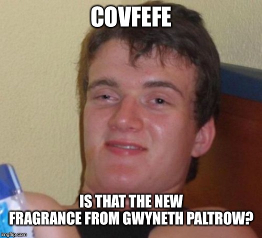 10 Guy Meme | COVFEFE; IS THAT THE NEW FRAGRANCE FROM GWYNETH PALTROW? | image tagged in memes,10 guy | made w/ Imgflip meme maker