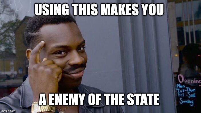 Roll Safe Think About It | USING THIS MAKES YOU; A ENEMY OF THE STATE | image tagged in memes,roll safe think about it | made w/ Imgflip meme maker
