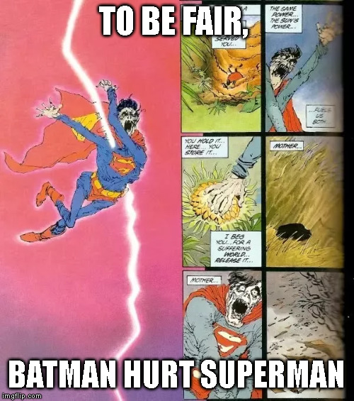 TO BE FAIR, BATMAN HURT SUPERMAN | made w/ Imgflip meme maker