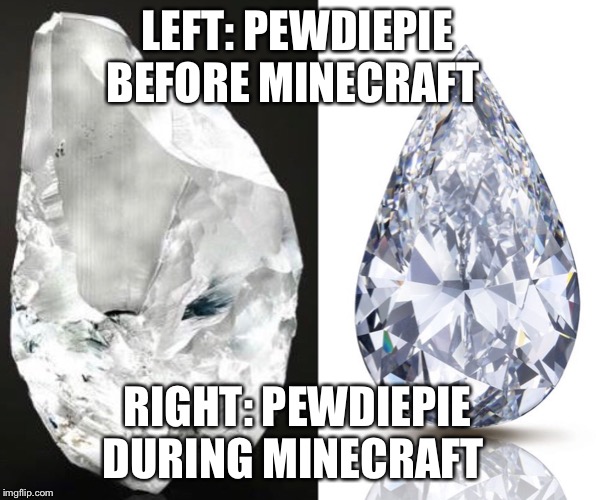 Pewdiepie Meme | LEFT: PEWDIEPIE BEFORE MINECRAFT; RIGHT: PEWDIEPIE DURING MINECRAFT | image tagged in pewdiepie meme | made w/ Imgflip meme maker