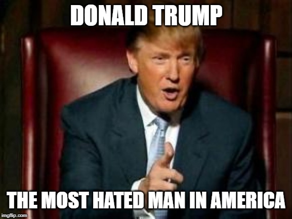 Donald Trump | DONALD TRUMP; THE MOST HATED MAN IN AMERICA | image tagged in donald trump | made w/ Imgflip meme maker