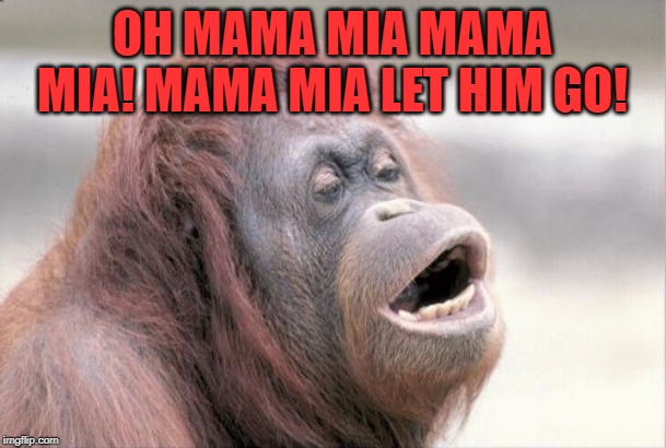 Monkey OOH Meme | OH MAMA MIA MAMA MIA! MAMA MIA LET HIM GO! | image tagged in memes,monkey ooh | made w/ Imgflip meme maker