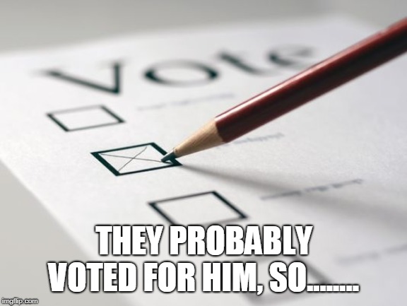 Voting Ballot | THEY PROBABLY VOTED FOR HIM, SO........ | image tagged in voting ballot | made w/ Imgflip meme maker