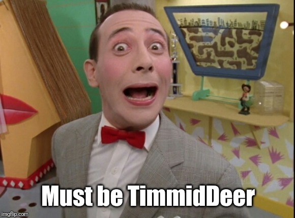 Peewee Herman secret word of the day | Must be TimmidDeer | image tagged in peewee herman secret word of the day | made w/ Imgflip meme maker