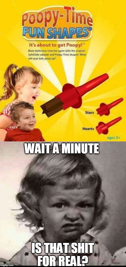 WTF? | WAIT A MINUTE; IS THAT SHIT
FOR REAL? | image tagged in memes,wtf,kids,grossed out | made w/ Imgflip meme maker