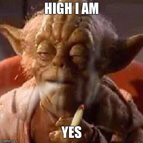 Yoda stoned | HIGH I AM; YES | image tagged in yoda stoned | made w/ Imgflip meme maker